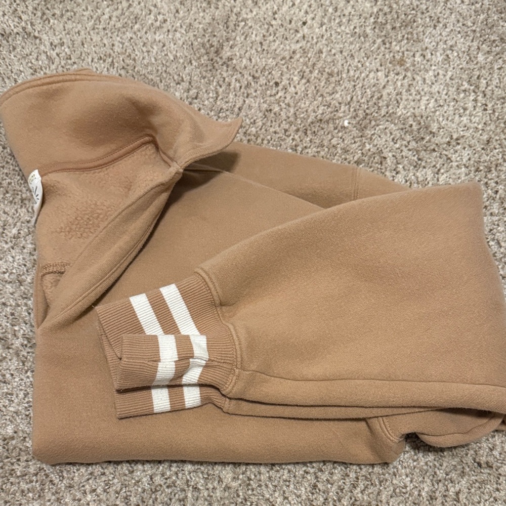 Offline by aerie Tan Sweatshirt with White Stripes